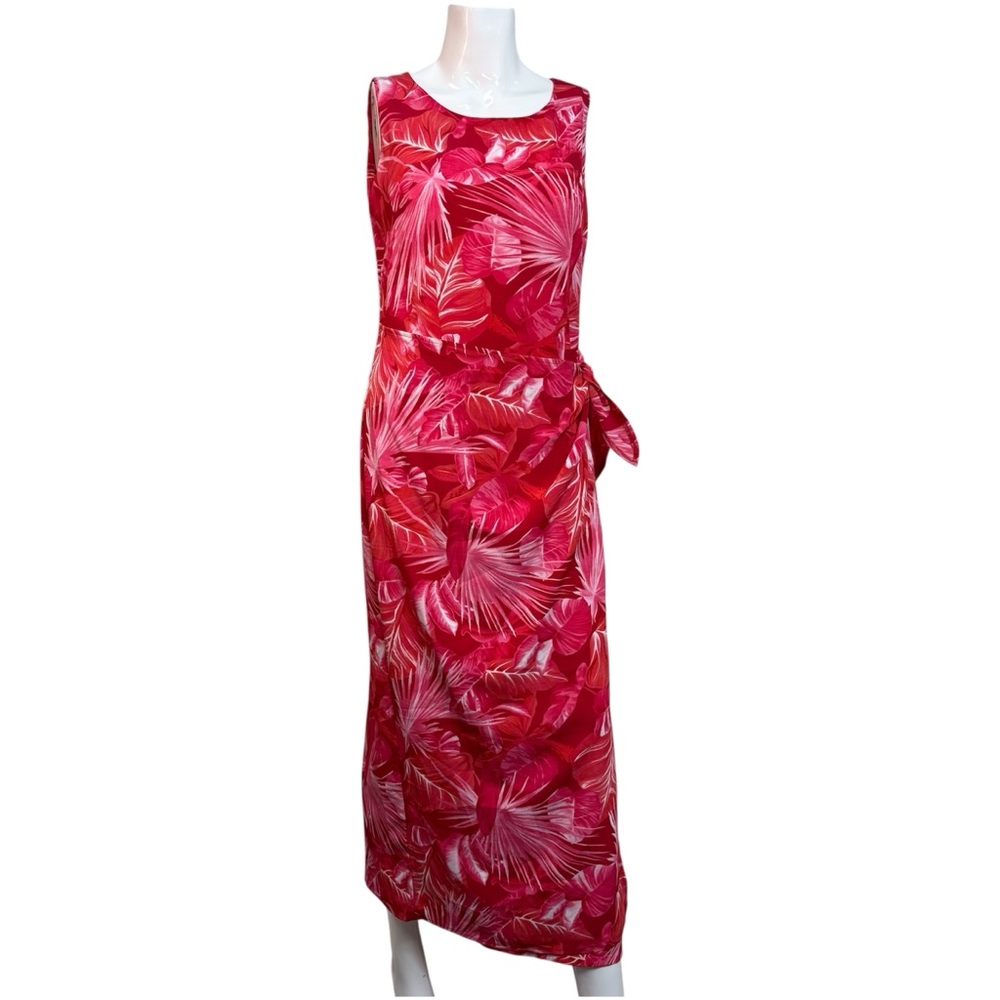 Pink Floral Vintage Tiki Dress | Polynesian | Wrap | Sz 8